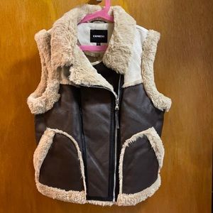 Express faux leather faux fur vest (S)